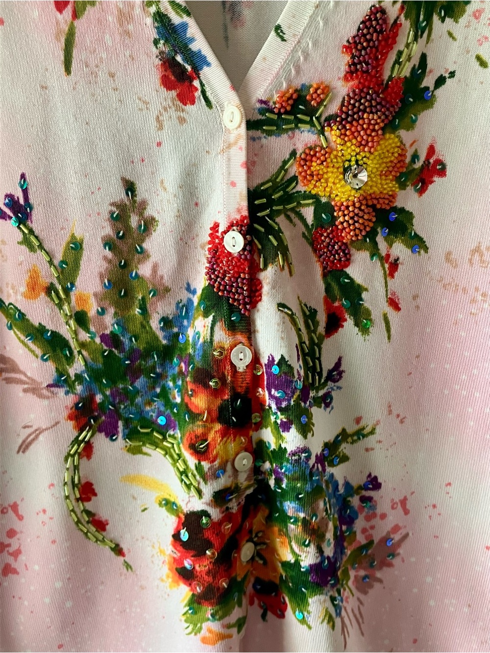 BCBGMAXAZRIA Floral Sequined Fitted Cardigan - Picture 3 of 5